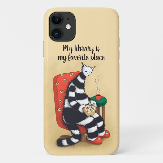 Capa Para iPhone 11 Biblioteca Cat Lover Libarian (Verso)