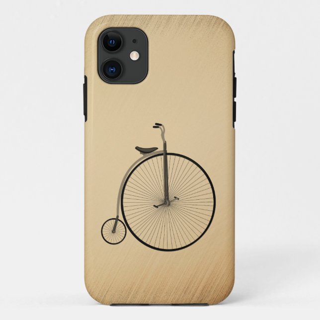 Capa Para iPhone 11 Bicicleta Antiga de Roda Alta Rústica (Verso)