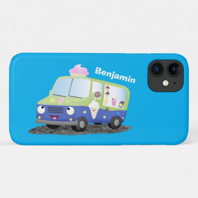 Capa Para iPhone 11 Bicicleta de caminhão de sorvete feliz (Verso (horizontal))