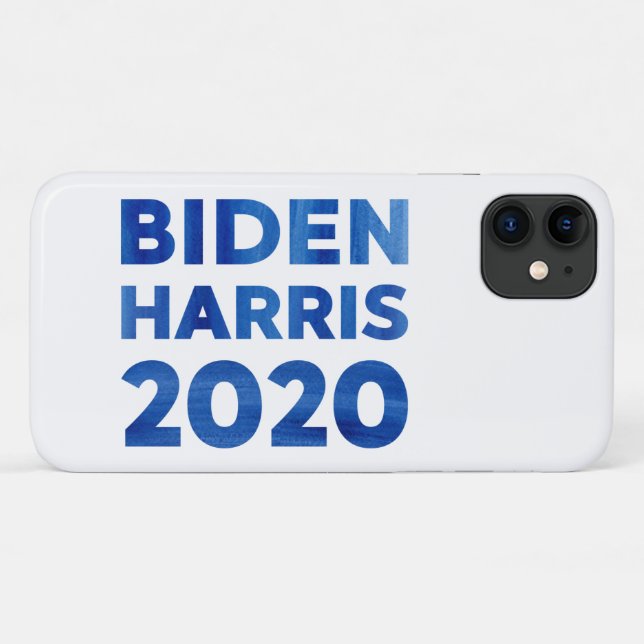 Capa Para iPhone 11 Biden Harris 2020 texto em negrito azul-aquarela (Verso (horizontal))