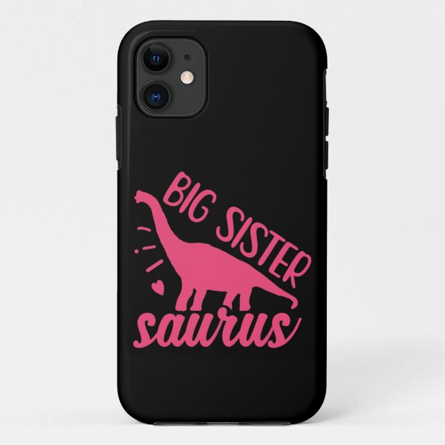 Capa Para iPhone 11 Big Sister Saurus a rosa (Verso)