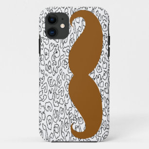 Capa Para iPhone 11 Bigode castanho na pele-leopardo