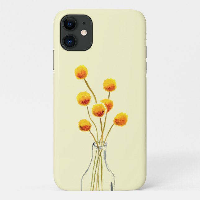 Capa Para iPhone 11 Billy Button, flores amarelas felizes da Austrália (Verso)