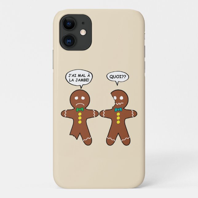 Capa Para iPhone 11 Biscoito de Gengibre Minha Perna Dói em Francês (Verso)