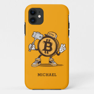 Capa Para iPhone 11 Bitcoin Cryptocurrency Funny Cartoon Personalizado
