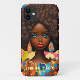 CAPA PARA iPhone 11 BLACK BARBIE DOLL PSIQUEDÉLICO BIG AFRO DE 60