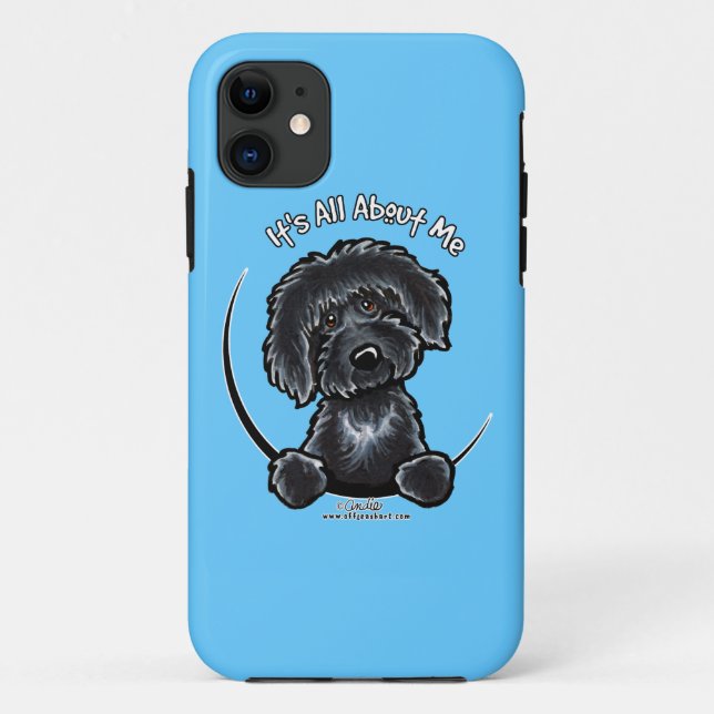 Capa Para iPhone 11 Black Labradoodle É Tudo Sobre Mim, Off-Leash Art™ (Verso)