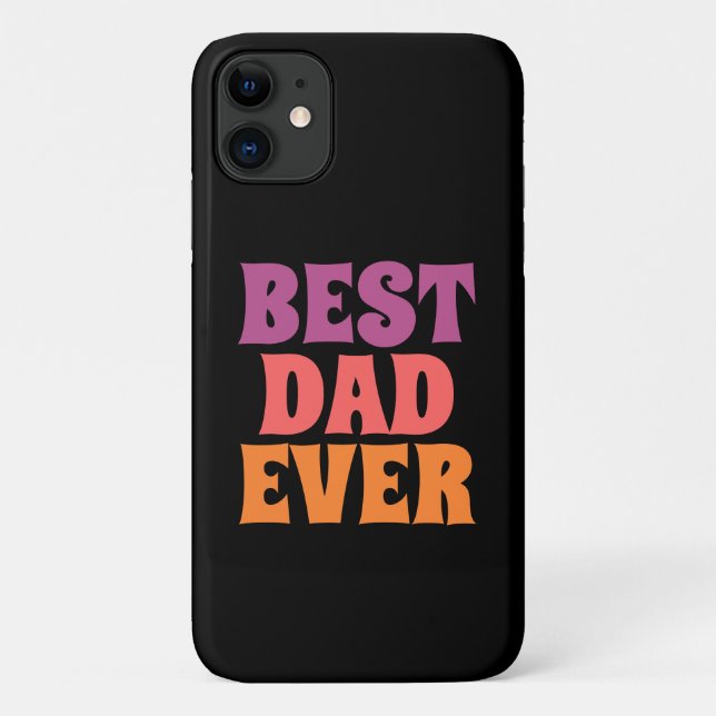 Capa Para iPhone 11  black &purple retro best dad ever csript (Verso)