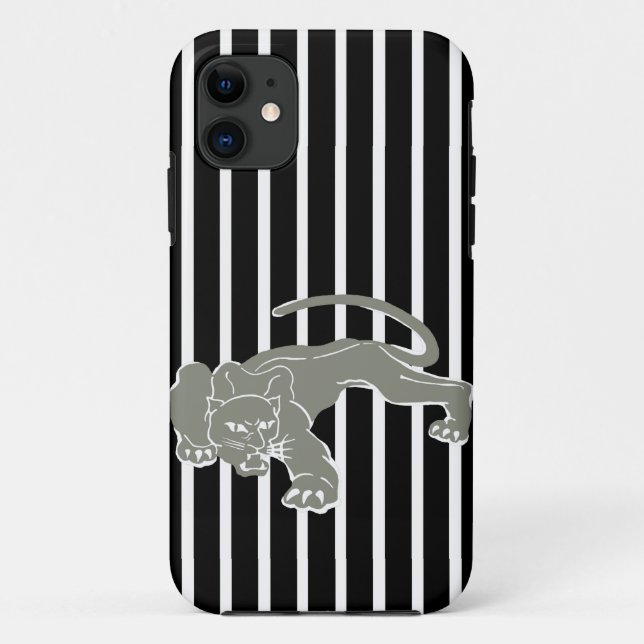 Capa Para iPhone 11 Black Safari Stripe com Leopardo (Verso)