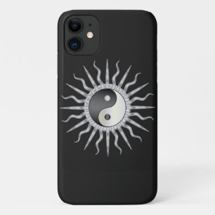 Capa Para iPhone 11 Black Starburst Yin Yang