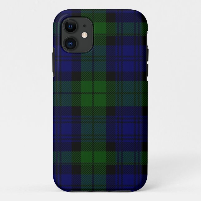 Capa Para iPhone 11 Black Watch Tartan Blue Green Xadrez (Verso)