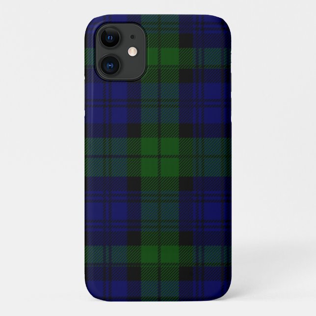 Capa Para iPhone 11 Black Watch Tartan Blue Green Xadrez (Verso)