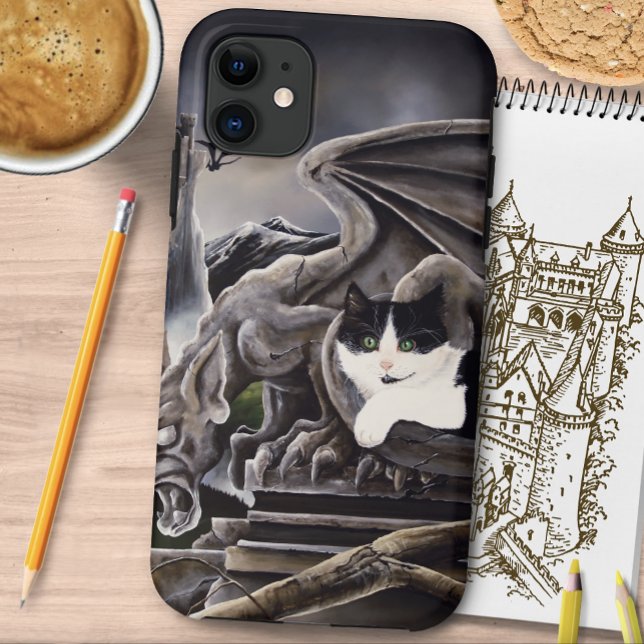 Capa Para iPhone 11 Black White Castle Gargoyle (Criador carregado)