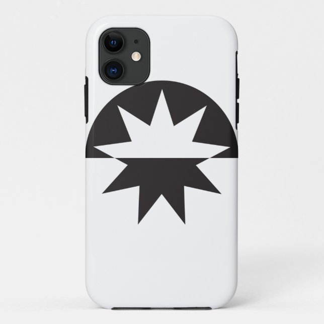 Capa Para iPhone 11 Black White Deco Star Sunburst (Verso)