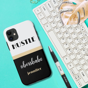 Capa Para iPhone 11 Black White Personalised Hustle Boss Babe
