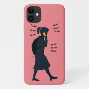 Capa Para iPhone 11 BLAH BLAH BLAH Girl falando no telefone celular