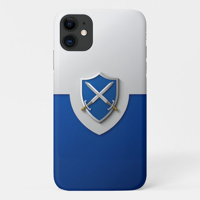 Capa Para iPhone 11 Blindagem prateada com espadas cruzadas (Verso)