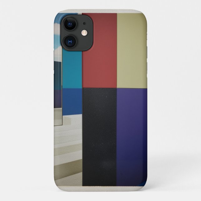 Capa Para iPhone 11 Bloco de Cores Arquitetônicas Abstratas Modernas A (Verso)