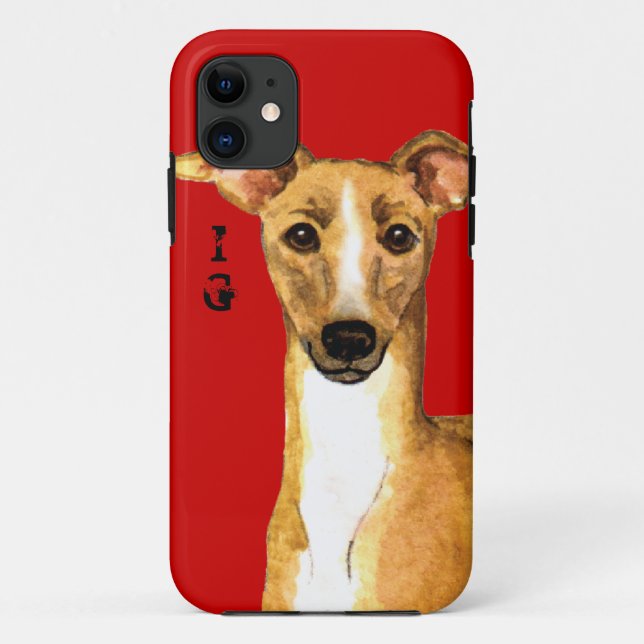 Capa Para iPhone 11 Bloco de Cores de Greyhound Italiano (Verso)