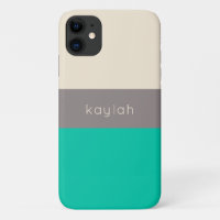 Bloco de Cores Verde de Seafoam Clássico com Nome