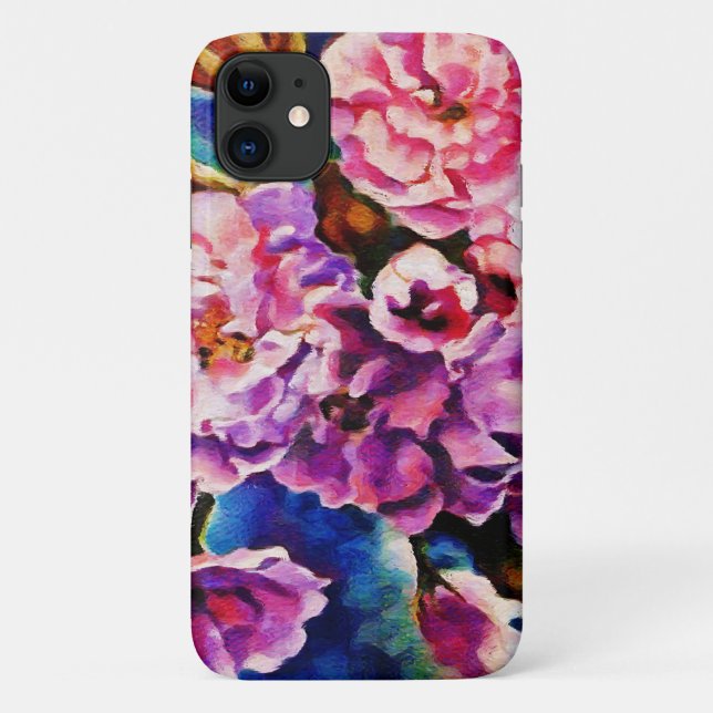 Capa Para iPhone 11 Bloom Floral Sun Fuchsia Arte Rosa (Verso)