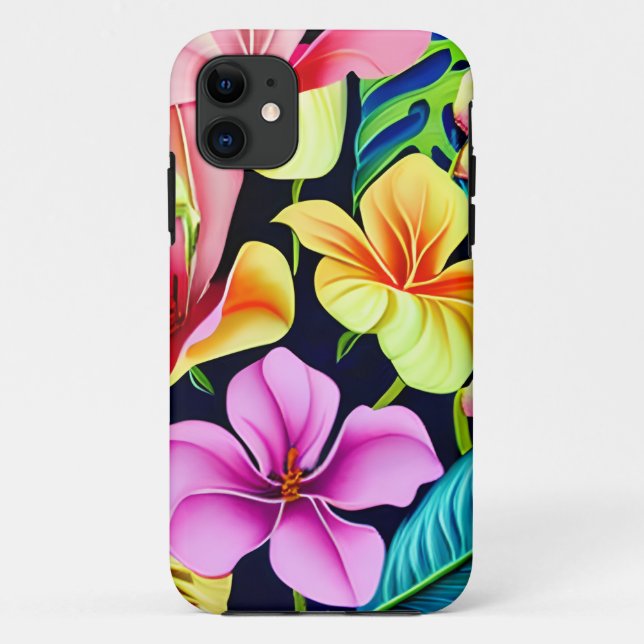 Capa Para iPhone 11 Blooms tropicais do Havaí (Verso)