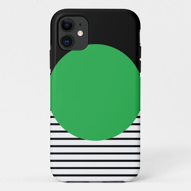 Capa Para iPhone 11 Bloqueio Branco Preto e Círculo Verde (Verso)