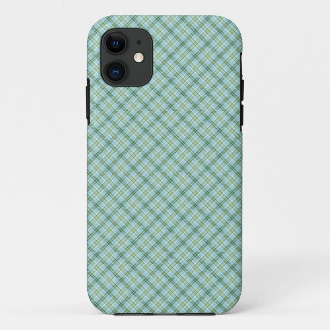 Capa Para iPhone 11 Blue Green Tartan (Verso)