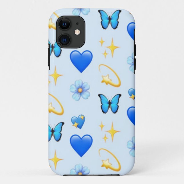 Capa Para iPhone 11 Blue Hearts - CYO- Estojo para iPhone 11 (Verso)