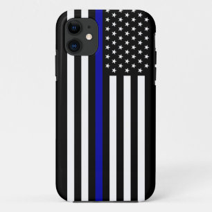 Capa Para iPhone 11 Blue Line fino policia a bandeira