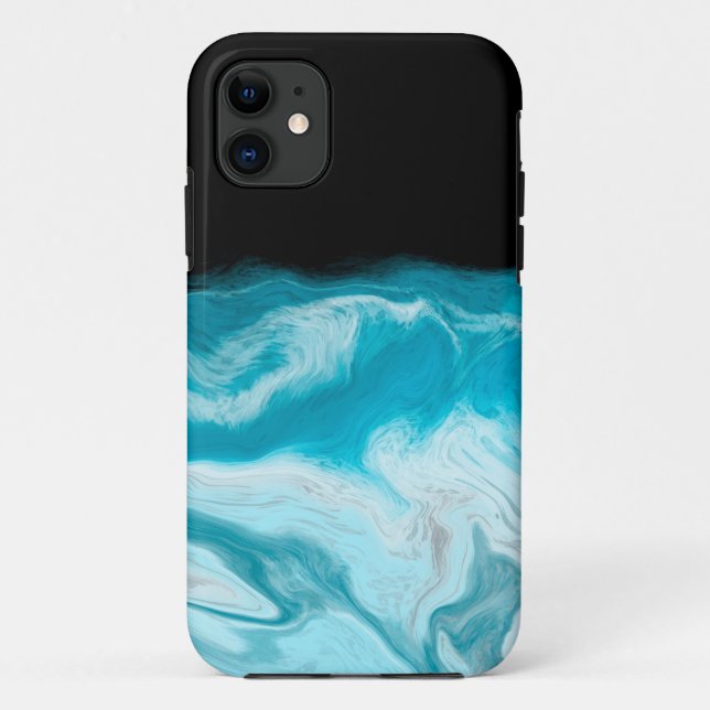 Capa Para iPhone 11 Blue Ocean Waves Fluid Art (Verso)
