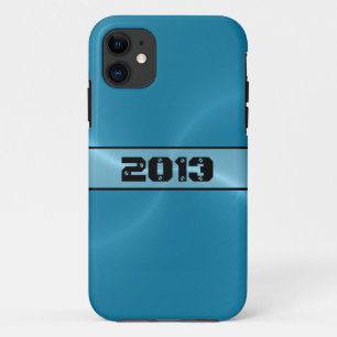 Capa Para iPhone 11 Blue Shiny Stainless Steel Metal 12