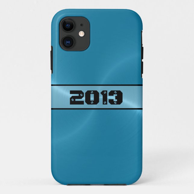 Capa Para iPhone 11 Blue Shiny Stainless Steel Metal 12 (Verso)