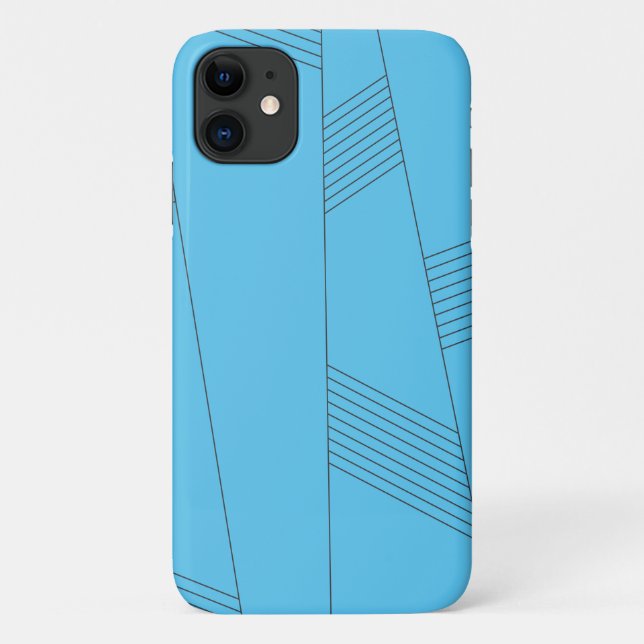 Capa Para iPhone 11 Blue, simple, elegant, abstract line pattern (Verso)