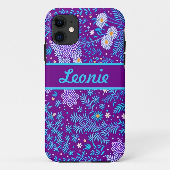 Capa Para iPhone 11 Blumenmuster lila, türkise, pink (Verso)