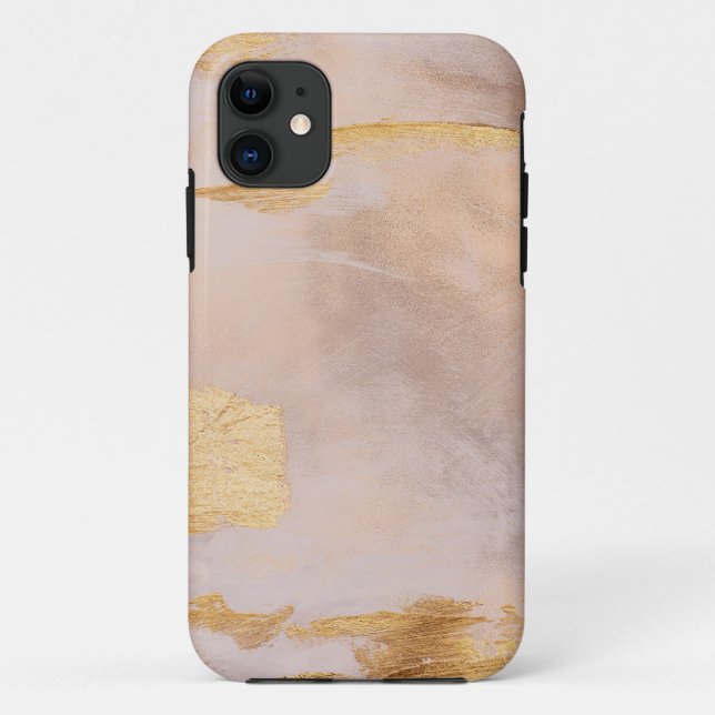 Capa Para iPhone 11 Blush Dourado rosa e textura Dourada (Verso)