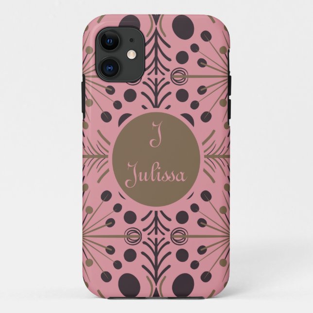 Capa Para iPhone 11 Boho Seta Geométrica Cor-de-Rosa Personalizada (Verso)