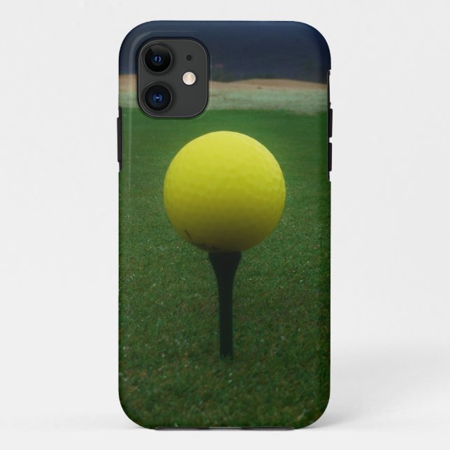 Capa Para iPhone 11 Bola de Golfe Amarelo no campo de golfe da montanh (Verso)
