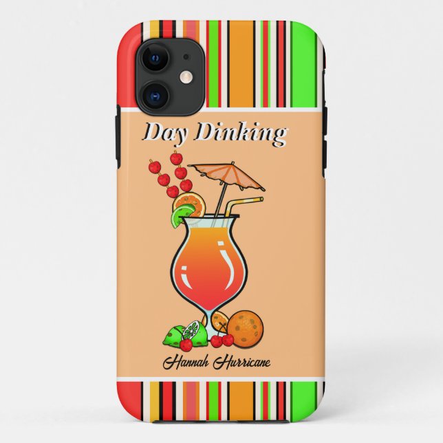 Capa Para iPhone 11 Bola de Pickleball Jantar Furacão Tropical Coctail (Verso)