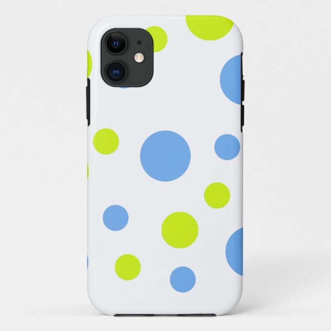 Capa Para iPhone 11 Bolhas Felizes Funky Amarelo Azul (Verso)