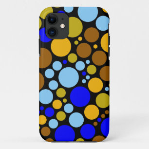 Capa Para iPhone 11 Bolinhas abstrato Azul-Amarelo
