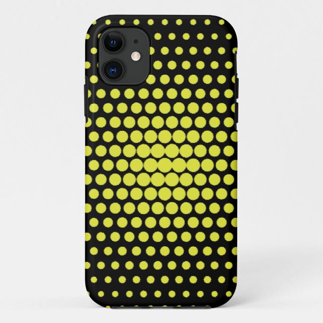 Capa Para iPhone 11 Bolinhas amarelas em preto (Verso)