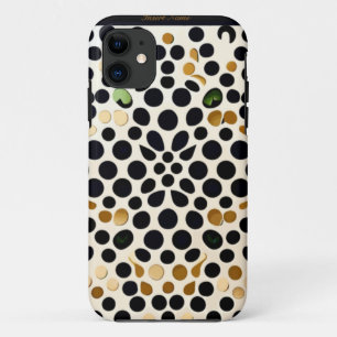 Capa Para iPhone 11 Bolinhas Azuis do marinho: Destaques Dourados e Es