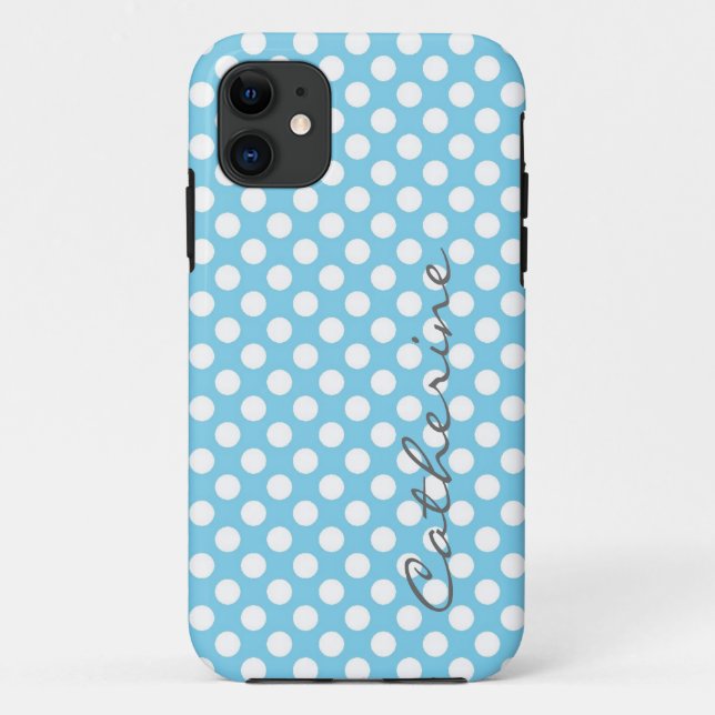 Capa Para iPhone 11 Bolinhas azul aqua, típicas (Verso)
