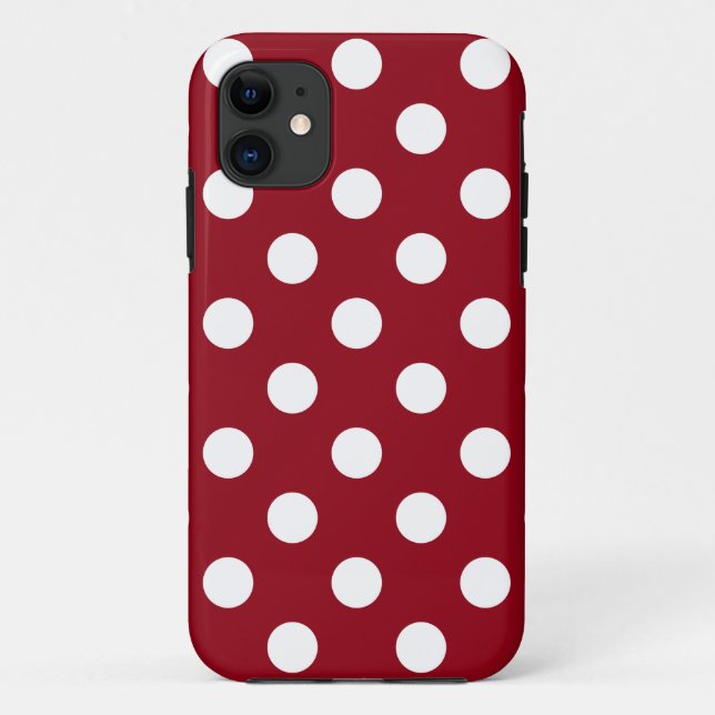 Capa Para iPhone 11 Bolinhas brancas em vermelho (Verso)