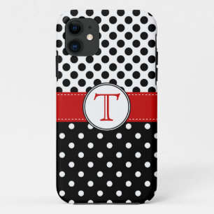 Capa Para iPhone 11 Bolinhas brancas pretas rachadas RedvMonogram