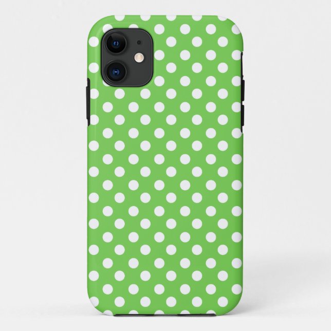 Capa Para iPhone 11 Bolinhas brancas verdes (Verso)