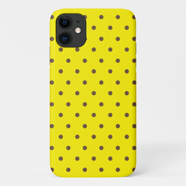 Capa Para iPhone 11 bolinhas castanhas em amarelo (Verso)