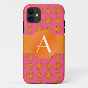 Capa Para iPhone 11 Bolinhas de cesto rosa monograma