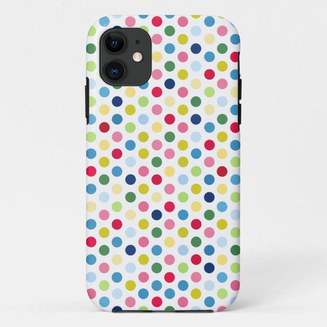 Capa Para iPhone 11 Bolinhas do arco-íris (Verso)